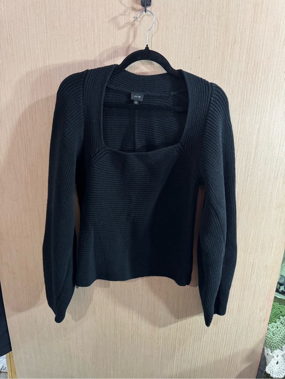 Joe's Jeans Collection Cotton Blend Black Square Neck Knit Sweater Size Large